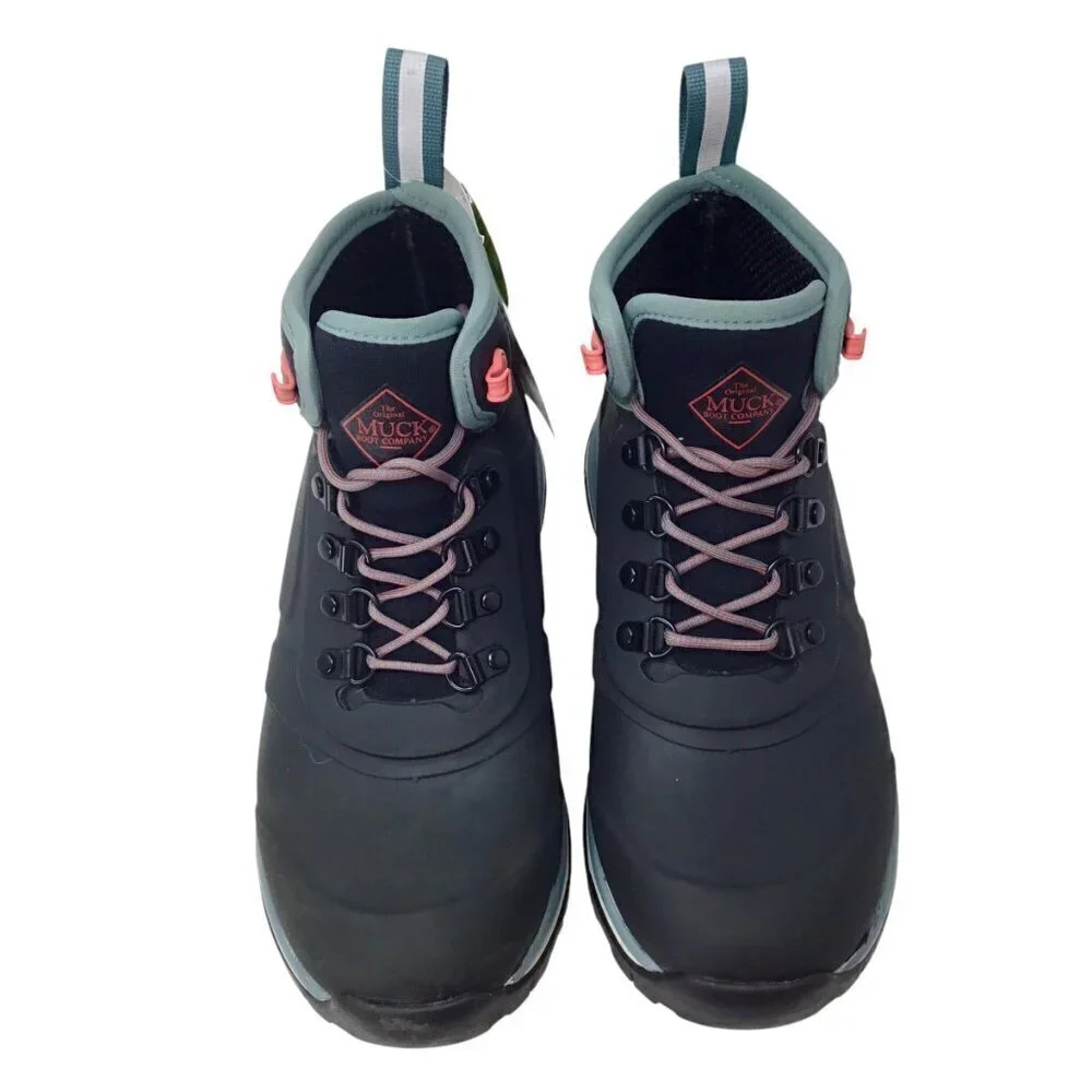 Apex Muck Boot NIB Lace Up 7 Black Pink Waterproof Neoprene Insulated AXWL-000